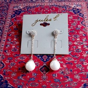 Jules B. Pearl and Crystal Dangle Earrings NWT